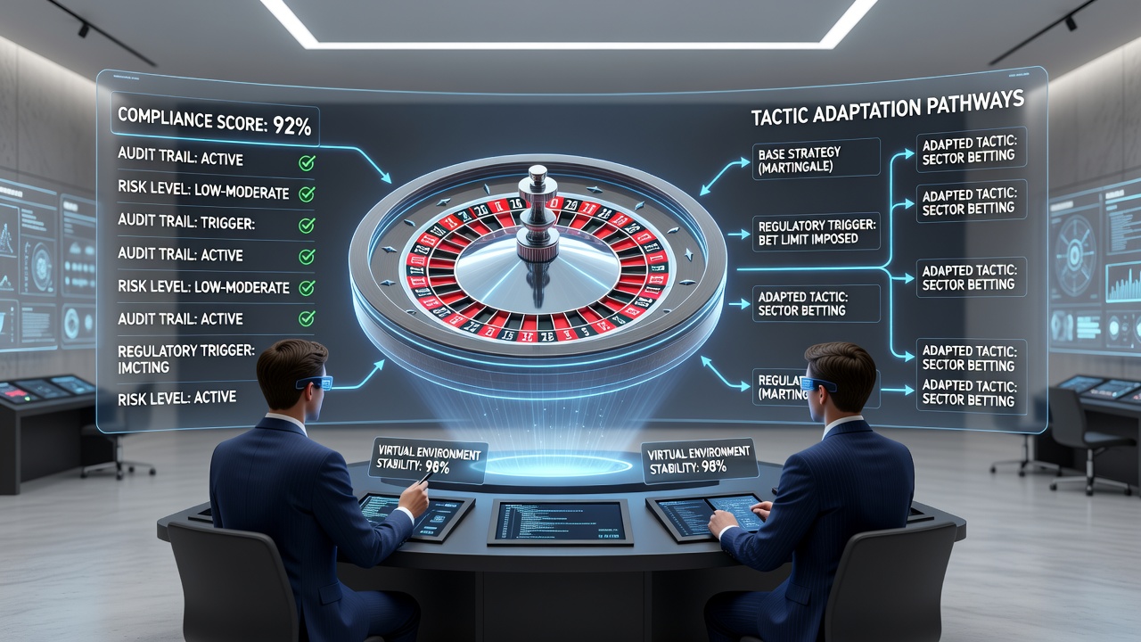 Regulatory dashboard displaying compliance metrics for European virtual roulette platforms and player behavior analytics